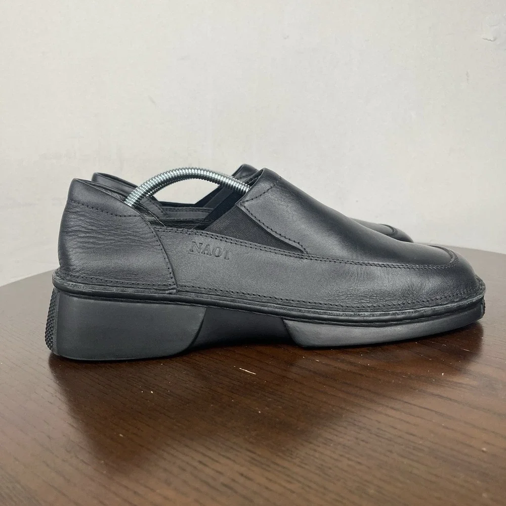 Naot Shoes Women's 42 UK / 11 US Black Leather Comfort Loafer‎ Slip On Platform